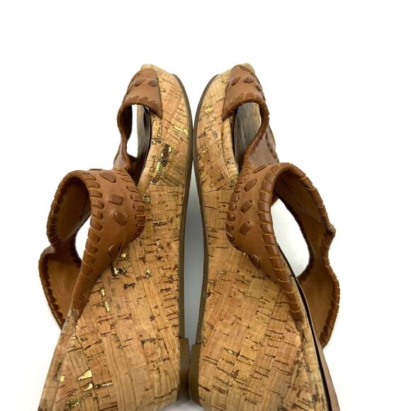 Jack Rogers Brown Leather Cork Wedge Sandals Women's 9 US - Picture 7 of 9